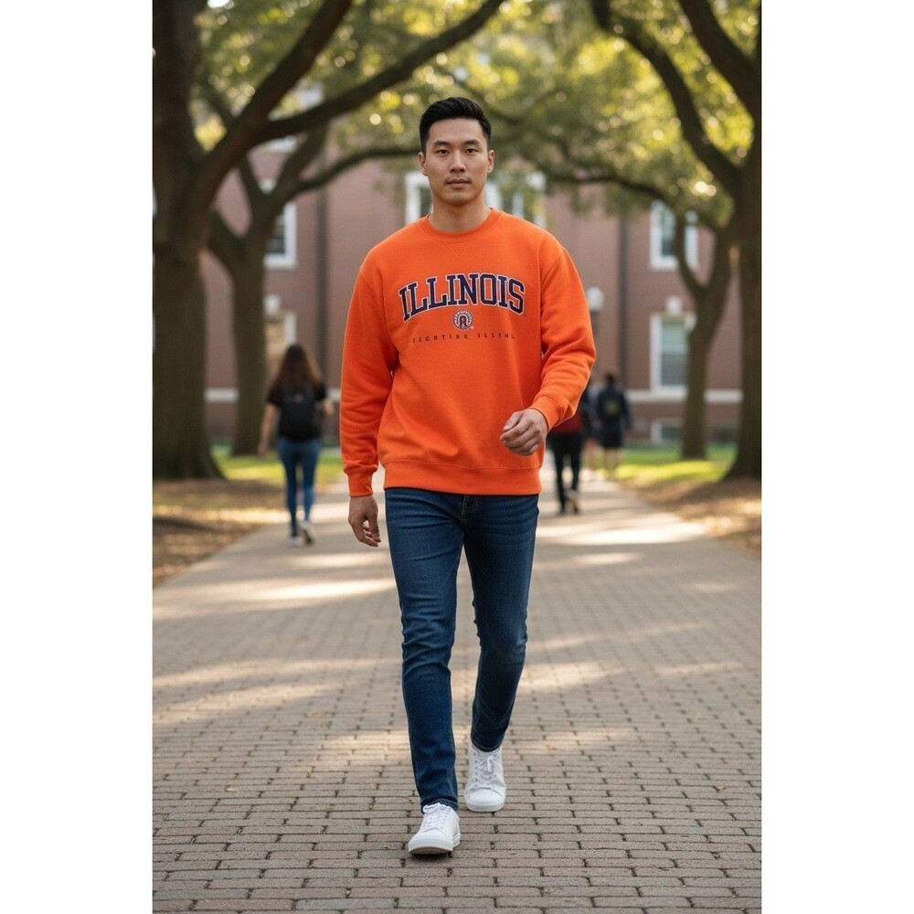 Cadre Men's Illinois Fighting Illini Sweatshirt Size XXL Orange Pullover Y2K